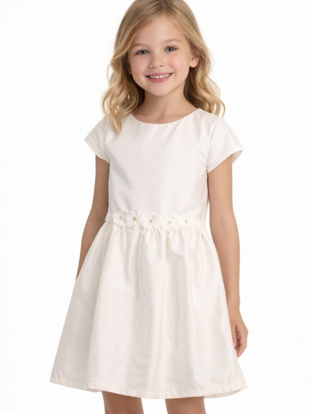 Carter’s Girls Floral Dress White Lined Cap Sleeves Size 8